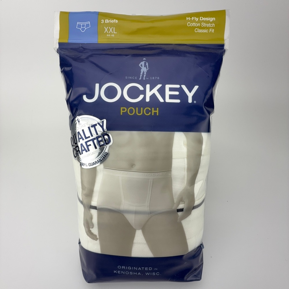 Jockey Pouch Briefs 3-Pack XXL White Cotton Stretch H-Fly Classic Fit 001145/100